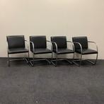 Complete set van 4 stuks design stoelen, Knoll Brno Mies van, Gebruikt, Leer, Ophalen of Verzenden