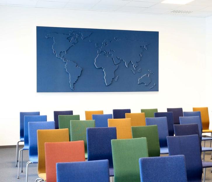 World Map akoestisch schilderij, Zakelijke goederen, Kantoor en Winkelinrichting | Kantoormeubilair en Inrichting, Ophalen of Verzenden