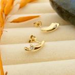 Gouden oorstekers met diamant; 0,08 ct. (Oorbellen), Sieraden, Tassen en Uiterlijk, Oorbellen, Gebruikt, Overige kleuren, Ophalen of Verzenden