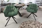 Bureaustoel PAPILLON donkergroen decoratief gewatteerd zwart, Huis en Inrichting, Stoelen, Ophalen of Verzenden, Nieuw