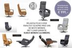 Relaxfauteuils sta-op-stoelen elektrisch manueel Kubus Wonen, Nieuw, Leer, Ophalen of Verzenden, 75 tot 100 cm