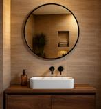 Spiegel Concave 60 x 60 cm Zwart Badkamer Spiegel Rond, Huis en Inrichting, Verzenden, Nieuw, Overige typen