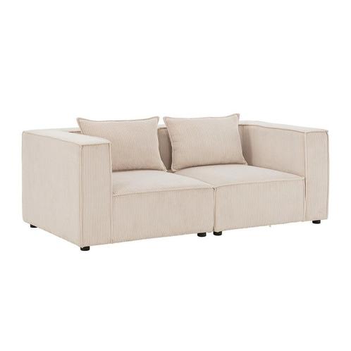 Modulaire Bank / Zitbank Domas S - Beige - Corduroy bekledin, Huis en Inrichting, Banken | Bankstellen, Nieuw, Verzenden