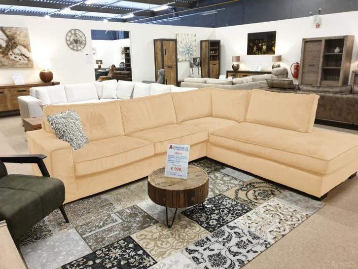 Hoekbank Follega - hoekbanken - Creme, Huis en Inrichting, Banken | Sofa's en Chaises Longues, Nieuw, Stof