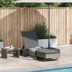 vidaXL Ligbed met wielen en kussen poly rattan grijs, Verzenden, Nieuw