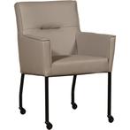 Set van 4 Leren eetkamerstoelen Lucky - Toledo Khaki, Huis en Inrichting, Stoelen, Ophalen of Verzenden, Nieuw, Leer