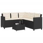 Zwarte Rattan Tuinbank met Tafel | Tweedekansje | OP=OP, Ophalen of Verzenden, Nieuw, Rotan