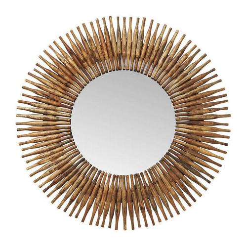 *WOONWINKEL* Kare Design Sunlight Grote Ronde Spiegel Hout, Huis en Inrichting, Woonaccessoires | Spiegels, Nieuw, Verzenden