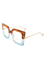 Computerbril Vierkant Groot Tortoise Blauw Montuur Doorzicht, Ophalen of Verzenden, Nieuw, Feestartikel, Carnaval