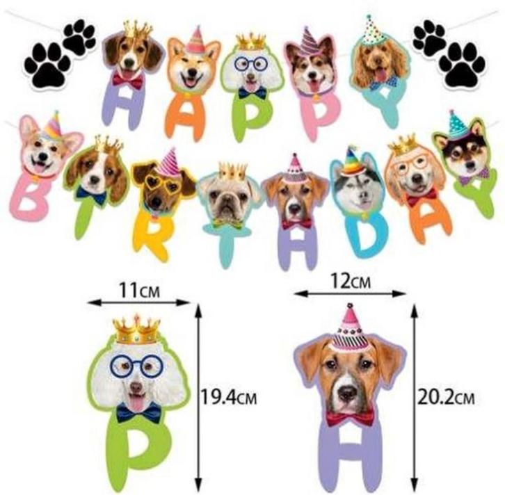 Banner Happy Birthday Dogs XL, Dieren en Toebehoren, Honden-accessoires, Nieuw, Verzenden