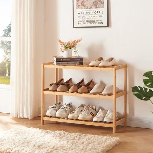 [en.casa] Schoenenrek Dammfleth 55x67,5x27 cm bamboe, Huis en Inrichting, Kasten | Schoenenkasten, Nieuw, Verzenden