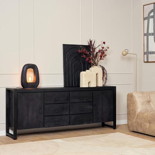 *WOONWINKEL* Starfurn Boaz Black Dressoir Zwart Mangohout 20, Huis en Inrichting, Kasten | Dressoirs, Nieuw, Verzenden
