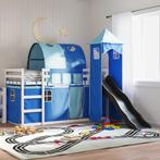 vidaXL Stapelbed met glijbaan en gordijnen blauw 90x200 cm, 90 cm, Eenpersoons, Nieuw, 200 cm