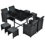 Polyrotan eetset - Baracoa L - 9-delig - Zwart, Tuin en Terras, Verzenden, Nieuw