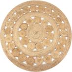 vidaXL Tapijt met ontwerp rond 150 cm gevlochten jute, Huis en Inrichting, Stoffering | Tapijten en Kleden, Verzenden, Nieuw, Beige