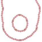 Set - Kinderketting en Kinderarmbandje - Roze gewolkte kraal, Ophalen of Verzenden, Nieuw