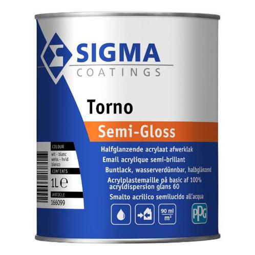 Sigma Torno Semi-Gloss - WIT - 2,5 liter (Lakverf), Doe-het-zelf en Verbouw, Verf, Beits en Lak, Lak, Wit, Nieuw, Minder dan 5 liter