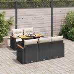 vidaXL 6-delige Loungeset met kussens poly rattan acacia, Tuin en Terras, Tuinsets en Loungesets, Verzenden, Nieuw, Rotan, Loungeset