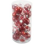 Merkloos REA 30-delige kerstballenset - rood - diverse de..., Ophalen of Verzenden, Nieuw