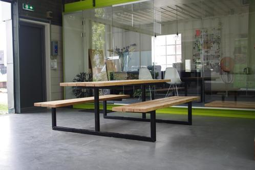 hout en staal tafels, maatwerk voor buiten picknickset, Tuin en Terras, Overige Tuin en Terras, Nieuw, Ophalen of Verzenden