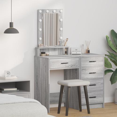 vidaXL Kaptafel met LED-verlichting - Grijs Sonoma 50x41x140, Huis en Inrichting, Tafels | Kaptafels, Nieuw, Verzenden