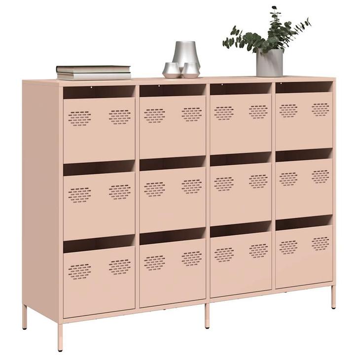 vidaXL Dressoir 135x39x103,5 cm koudgewalst staal roze, Huis en Inrichting, Kasten | Dressoirs, Nieuw, Metaal, Verzenden