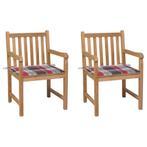 vidaXL Tuinstoelen 2 st met rood geruite kussens massief, Verzenden, Nieuw, Teakhout