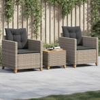 vidaXL 3-delige Bistroset met kussens poly rattan en, Verzenden, Nieuw, Rotan