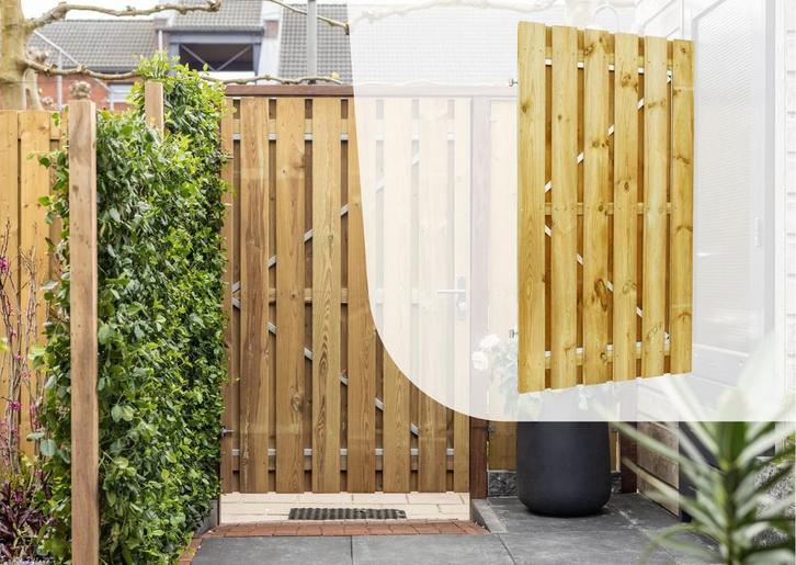 Grenen Poortdeur op Stalen Frame 100 x 180 cm, Tuin en Terras, Schuttingen