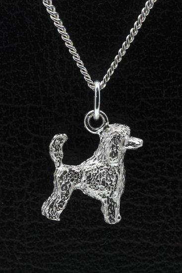Zilveren Dwergpoedel caniche nain met staart ketting hang..., Sieraden, Tassen en Uiterlijk, Kettinghangers, Verzenden