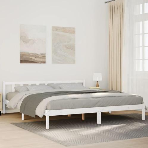 vidaXL Bedframe extra lang zonder matras grenenhout wit, Huis en Inrichting, Slaapkamer | Bedden, Wit, Nieuw, Hout, Tweepersoons