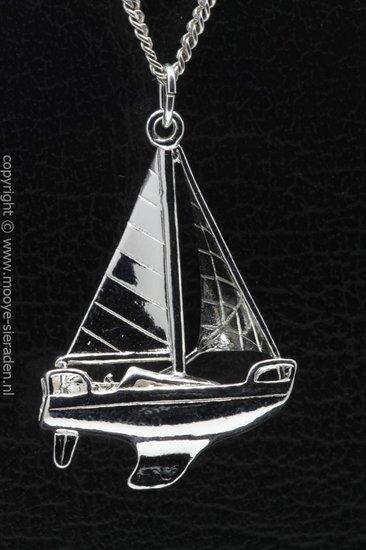 Zilveren Zeilboot ketting hanger, Sieraden, Tassen en Uiterlijk, Kettinghangers, Verzenden