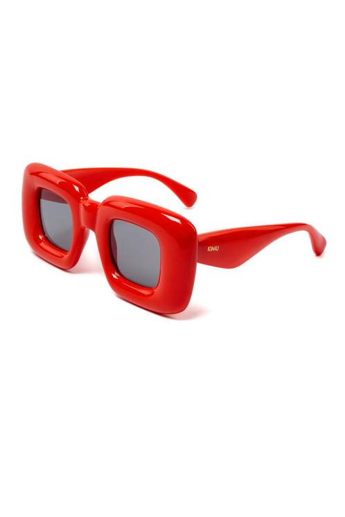 Retro Zonnebril Oversized Dik Rood Montuur Zwarte Glazen Dik, Hobby en Vrije tijd, Feestartikelen, Carnaval, Feestartikel, Nieuw