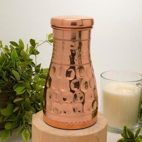Puur koperen karaf diamant gehamerd ± 950 ml, Sport en Fitness, Gezondheidsproducten en Wellness, Nieuw