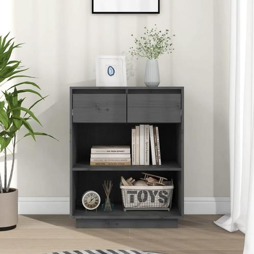 vidaXL Wandkast 60x34x75 cm massief grenenhout grijs, Huis en Inrichting, Kasten | Buffetkasten, 25 tot 50 cm, Nieuw, Grenenhout