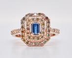 Ring - 14 karaat Roségoud - 1.23ct. tw. Saffier - Diamant -, Sieraden, Tassen en Uiterlijk, Ringen, Nieuw