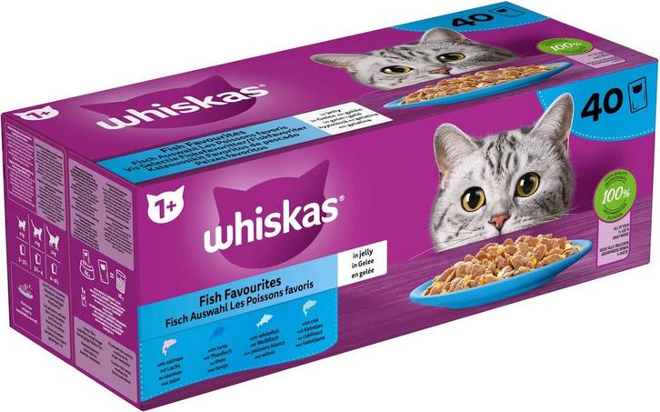 Whiskas Multipack Pouch Adult Vis Selectie In Gelei, Dieren en Toebehoren, Dierenvoeding, Verzenden