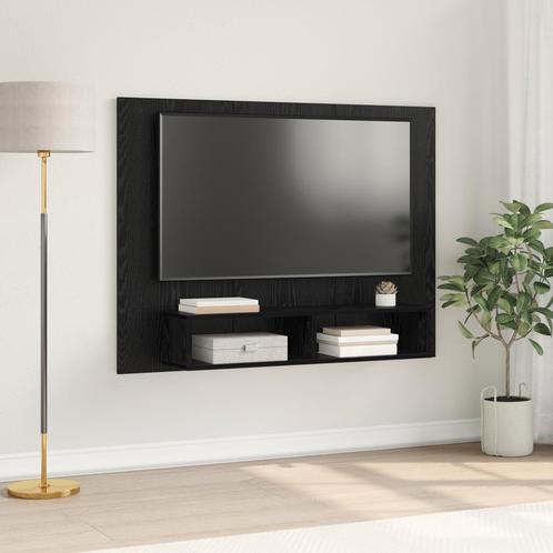 vidaXL Wand TV Kast Zwart eiken 120 x 23.5 x 90 cm Bewerkt, Huis en Inrichting, Kasten | Televisiemeubels, Nieuw, 100 tot 150 cm
