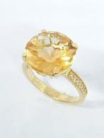 Ring - 14 karaat Geel goud Citrien - Diamant
