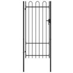 vidaXL Poort met gebogen bovenkant enkel 1x2 m staal zwart, Verzenden, Nieuw