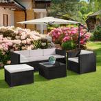 Loungeset Punta Cana L - Polyrotan - Zwart - Beige, Verzenden, Nieuw
