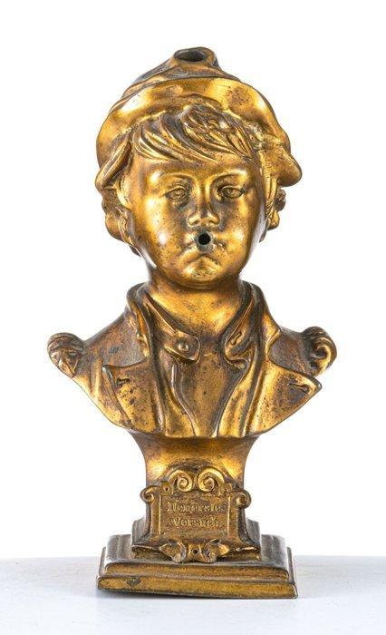 sculptuur, Büste Rauchender Knabe - Der erste Versuch - 16, Antiek en Kunst, Antiek | Keramiek en Aardewerk