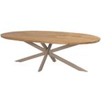 Prado dining tuintafel ellips 240x115x75 cm teak alu, Ophalen of Verzenden, Nieuw, Teakhout
