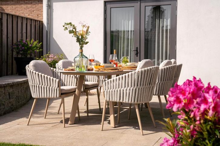 Taste Eva/Manolo tuinset deens ovaal - Latte - 7-delig, Tuin en Terras, Tuinsets en Loungesets, Tuinset, Nieuw, Overige materialen