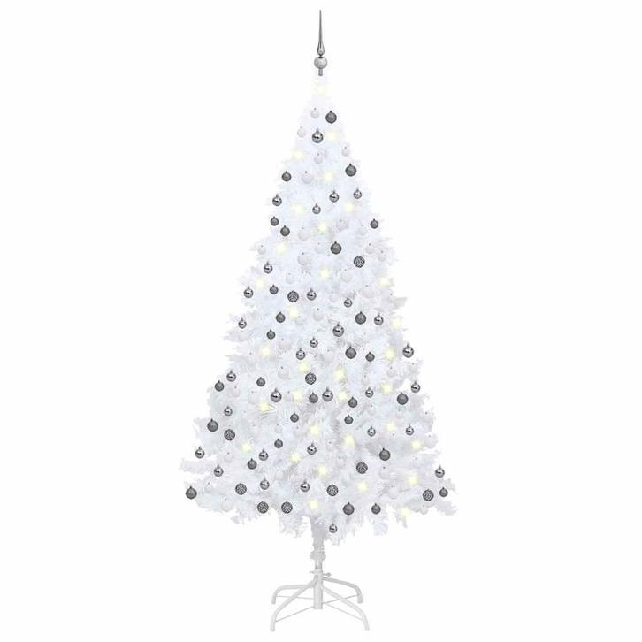 vidaXL Kunstkerstboom met verlichting en kerstballen 210 cm, Diversen, Kerst, Nieuw, Verzenden