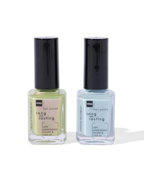 HEMA Long lasting nagellak set blauw groen 2-delig, Sieraden, Tassen en Uiterlijk, Uiterlijk | Cosmetica en Make-up, Nieuw, Verzenden