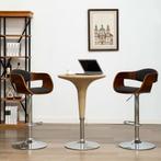 vidaXL Barstoelen 2 st gebogen hout en stof grijs, Huis en Inrichting, Barkrukken, Verzenden, Nieuw
