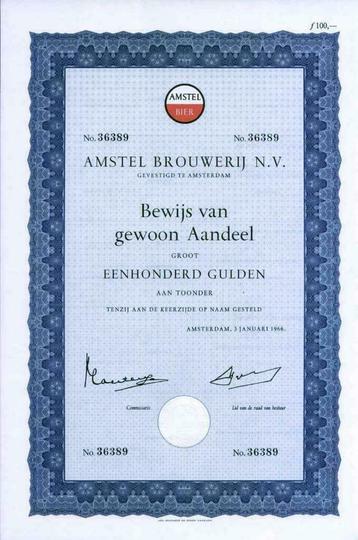 Aandeel Amstel Bier met mooi Amstel logo beschikbaar voor biedingen