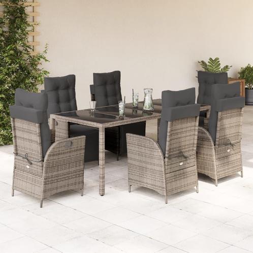 vidaXL 9-delige Tuinset met kussens poly rattan grijs, Tuin en Terras, Tuinsets en Loungesets, Tuinset, Nieuw, 8 zitplaatsen, Rotan