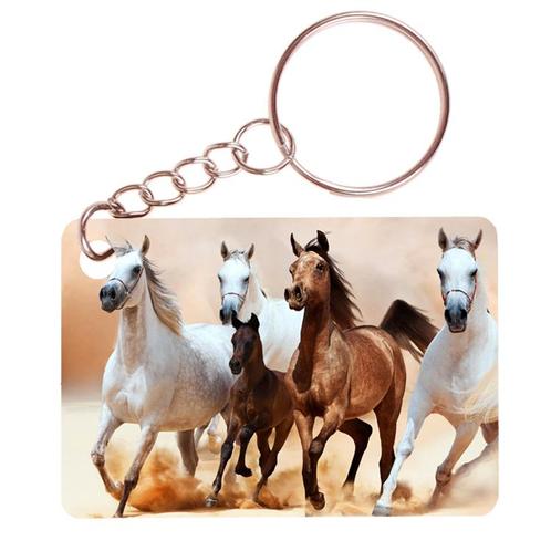 Sleutelhanger 6x4cm - Volbloed Paarden in Galop met Veulen N, Verzamelen, Sleutelhangers, Nieuw, Ophalen of Verzenden